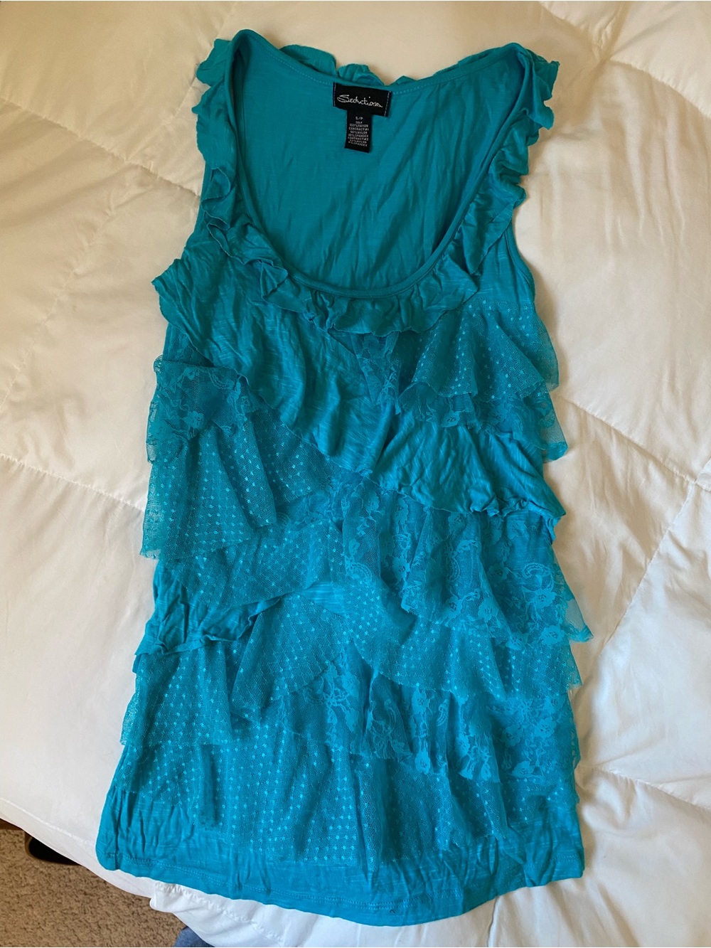 Y2K Blue Turquoise Ruffle Tank Top